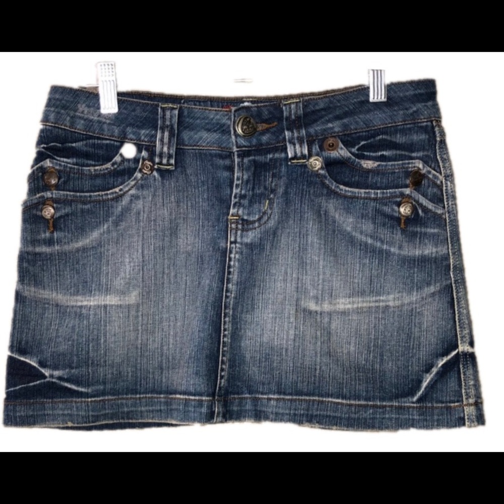 Candie's Distressed Skirt Embroidered Label Mini